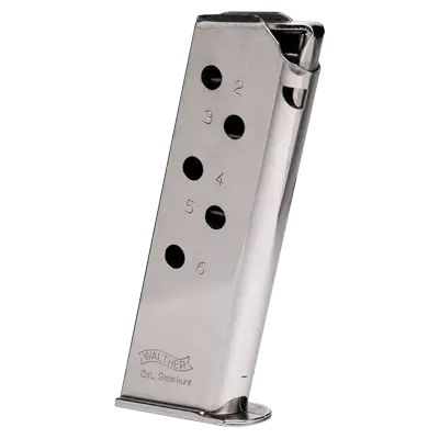 PPK .380 ACP 6 Round Standard Nickle